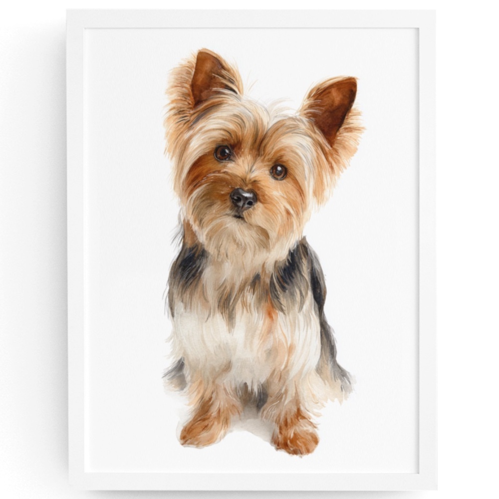 Watercolor Yorkshire Dog Portrait Art Print – Unframed Fine Art Poster
